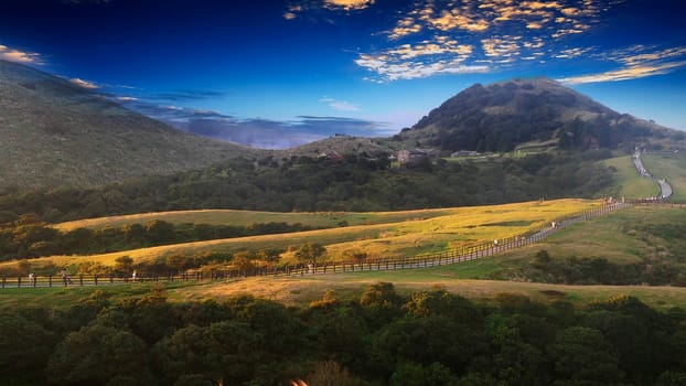 Qingtiangang, Taiwan-Oct 15, 2021: The natural source of alpine grasses is at Shangshan in Taipei City, Taipei City, Taiwan