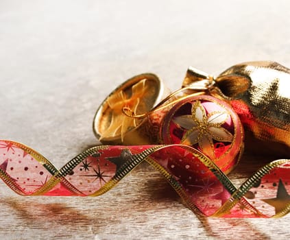 Christmas decoration on golden background
