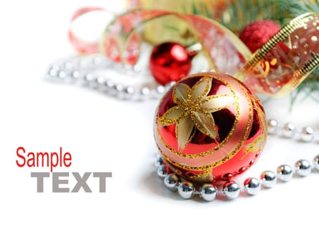Red Christmas ornament on white background