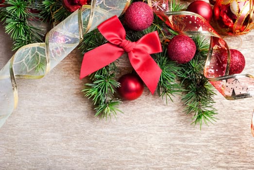 Christmas decoration on golden background