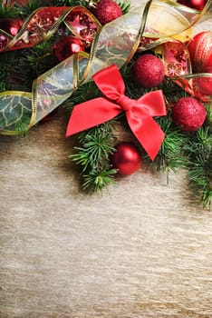 Christmas decoration on golden background