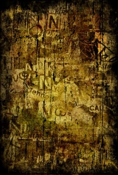 .Grunge textured background with old torn newspapers