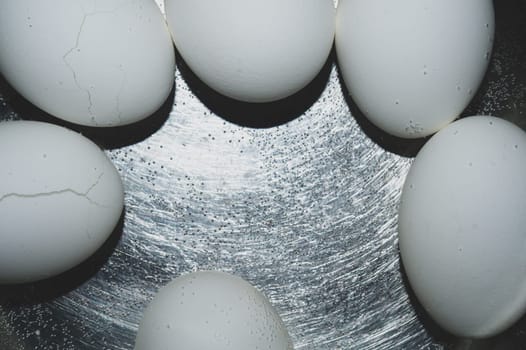 Eggs boiled in a pot with hot water