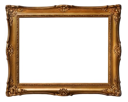 Vintage golden frame isolated over white background