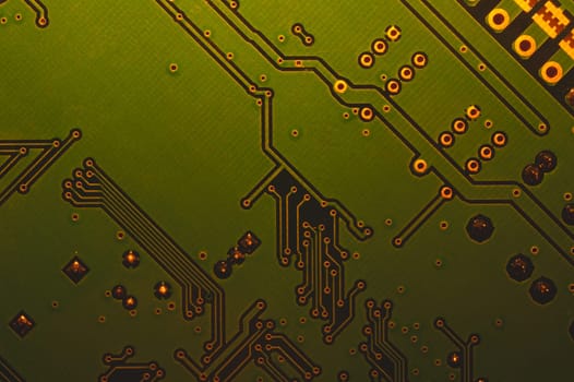 Electronic circuit board abstract background. computer motherboard close up. modern technologies. micro elements of computer with connections and traces. Intelligent technology