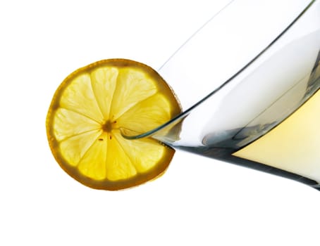 Cocktail in martini glass with lemon slice
