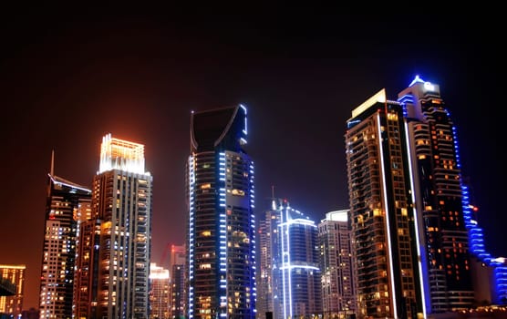 Dubai marina at night.