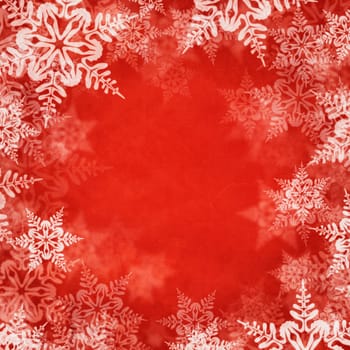 Christmas red background with snowflakes
