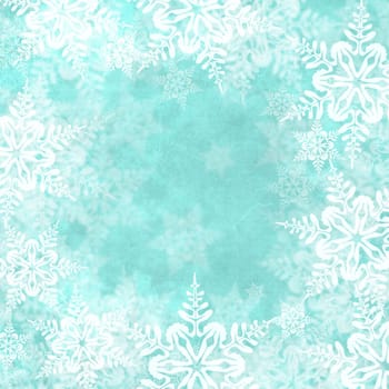 Christmas blue background with snowflakes