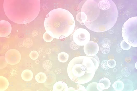 Abstract blurred fresh vivid spring summer light delicate pastel yellow pink orange turquoise bokeh background texture with bright circular soft color lights. Beautiful backdrop illustration.