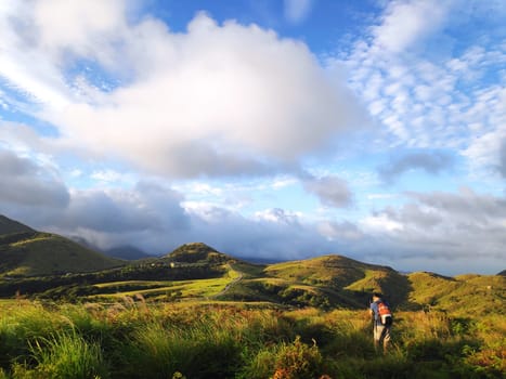 Qingtiangang, Taiwan-Oct 15, 2021: The natural source of alpine grasses is at Shangshan in Taipei City, Taipei City, Taiwan