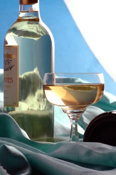 bottles with wine on a white background