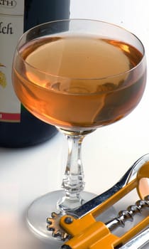 bottles with wine on a white background