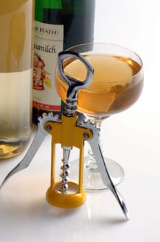 bottles with wine on a white background