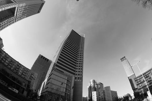 black and white photos of the center of Warsaw