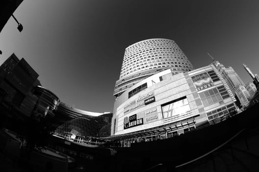 black and white photos of the center of Warsaw