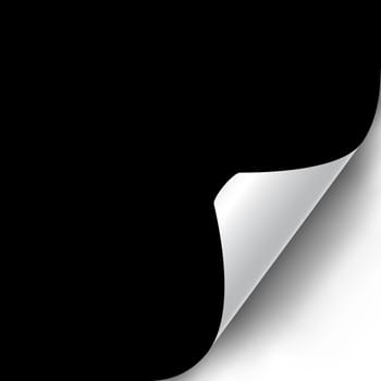 Curly Page Corner realistic illustration with transparent shadow. Ready to apply to your design. Graphic element for documents, templates, posters, flyers. Vector illustration