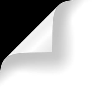 Curly Page Corner realistic illustration with transparent shadow. Ready to apply to your design. Graphic element for documents, templates, posters, flyers. Vector illustration