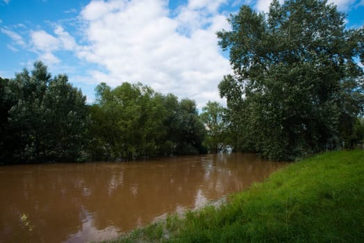 The river Moselle flooded parts of the city Trier, climate change, Germany, summer 2021