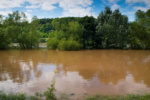 The river Moselle flooded parts of the city Trier, climate change, Germany, summer 2021