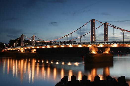 The Chelsea Bridge at dusk London River Thames