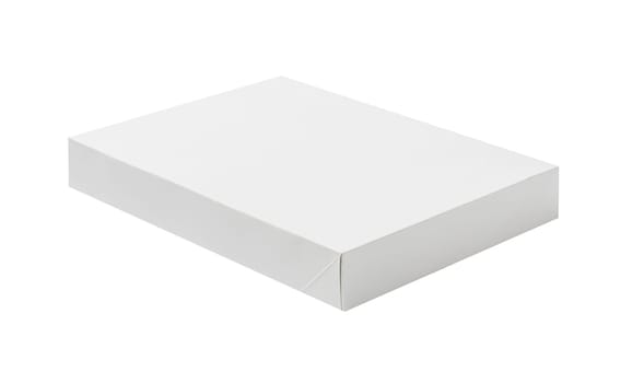 White cardboard paper box for products design mock-up isolated on white background