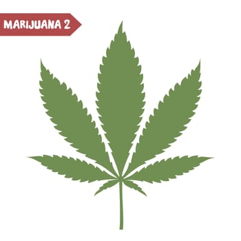 Marijuana leaf. Medical cannabis leaf isolated on white. Graphic design element for web, prints, t-shirt. Vector illustration.