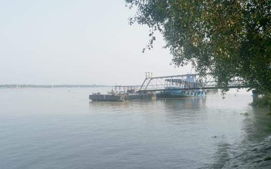 Ganges Riverside Ferry Ghat. Ferry Service - WBTC - West Bengal Transport Corporation Uluberia Howrah South Asia Pacific. 23 October 2021