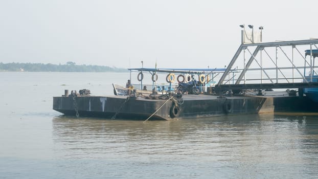 Ganges Riverside Ferry Ghat. Ferry Service - WBTC - West Bengal Transport Corporation Uluberia Howrah South Asia Pacific. 23 October 2021