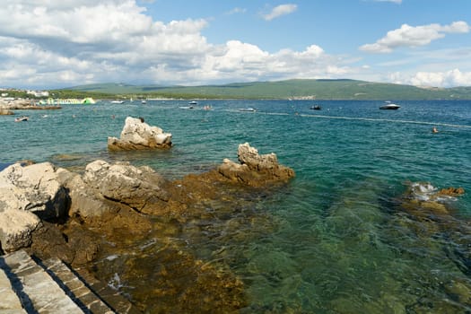 Bay with bathing place at a campsite near the town of Krk in Croatia