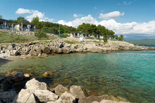Bay with bathing place at a campsite near the town of Krk in Croatia