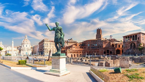 The Statue of Caesar by the Trajan's Market, Rome, Italy.