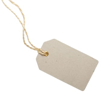 Empty rectangular tag on a string. Sale or price tag.