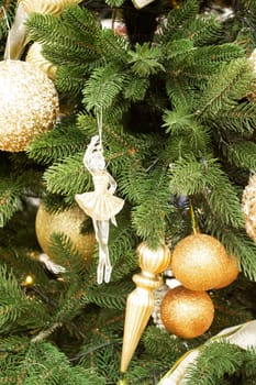glass ballet dancer on a christmas tree, ballerina decoration, vertical image