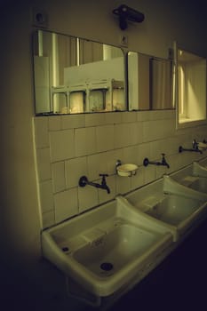 Old ceramic basin, cleaning and toilet detail