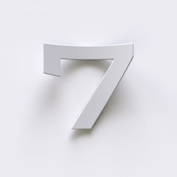 Bent paper font with long shadows  Number 7 SEVEN 3D render illustration isolated on gray background