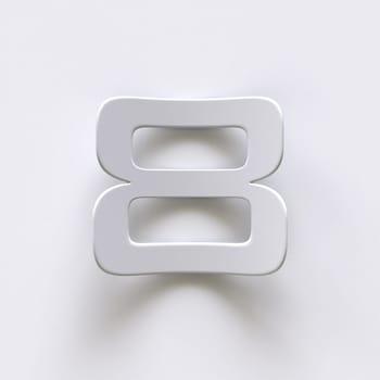 Bent paper font with long shadows  Number 8 EIGHT 3D render illustration isolated on gray background
