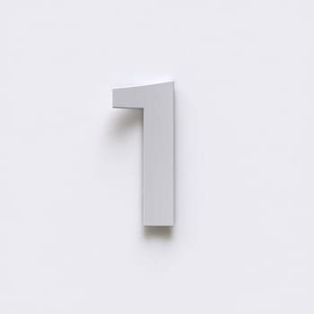 Bent paper font with long shadows  Number 1 ONE 3D render illustration isolated on gray background