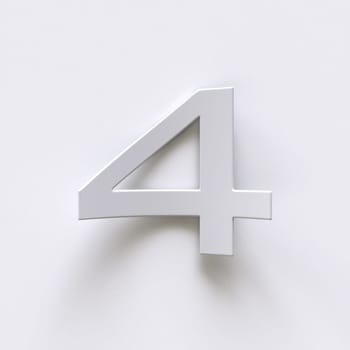 Bent paper font with long shadows  Number 4 FOUR 3D render illustration isolated on gray background