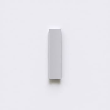 Bent paper font with long shadows  Letter I 3D render illustration isolated on gray background