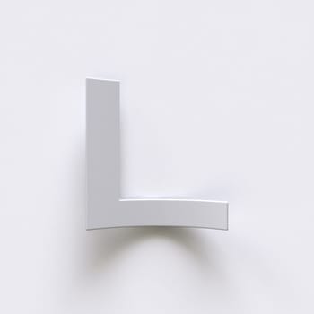 Bent paper font with long shadows  Letter L 3D render illustration isolated on gray background