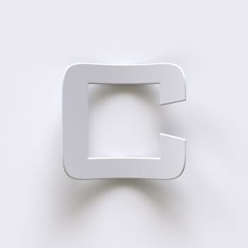 Bent paper font with long shadows  Letter C 3D render illustration isolated on gray background