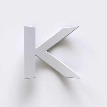 Bent paper font with long shadows  Letter K 3D render illustration isolated on gray background
