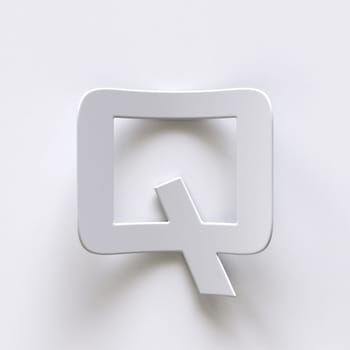Bent paper font with long shadows  Letter Q 3D render illustration isolated on gray background
