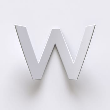 Bent paper font with long shadows  Letter W 3D render illustration isolated on gray background