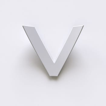 Bent paper font with long shadows  Letter V 3D render illustration isolated on gray background