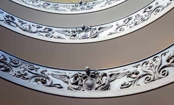ROME, ITALY - CIRCA SEPTEMBER 2020: the famous spiral staircase with double helix made by Giuseppe Momo in 1932. Vatican Museum.