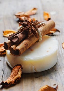 Handmade natural soap with cinnamon and anise seed