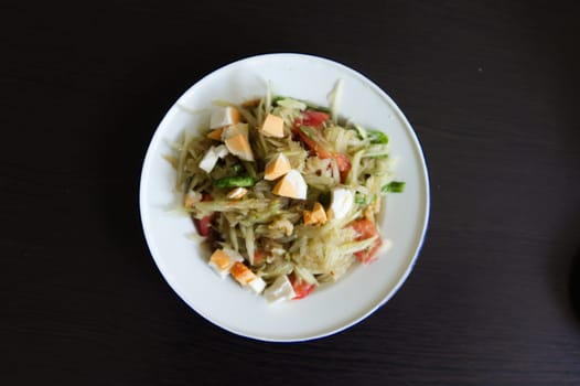 Papaya salad with salted egg , Thai food