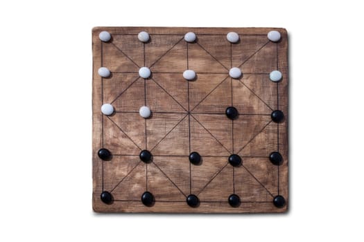 Alquerque, also known as Qirkat. Strategy board game originated in the Middle East